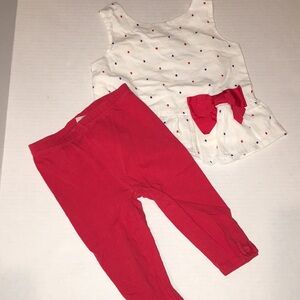 Janie And Jack Baby Girl Matching Dress & Legging Set | Red White Blue | 18-24 M